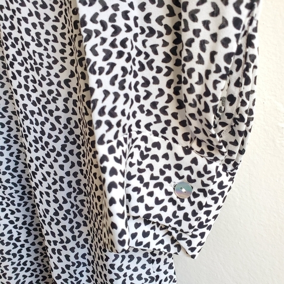 New L'Agence Diego Heart Print Wrap Silk Ivory/Black Dress NWT Size 8 - Picture 10 of 15